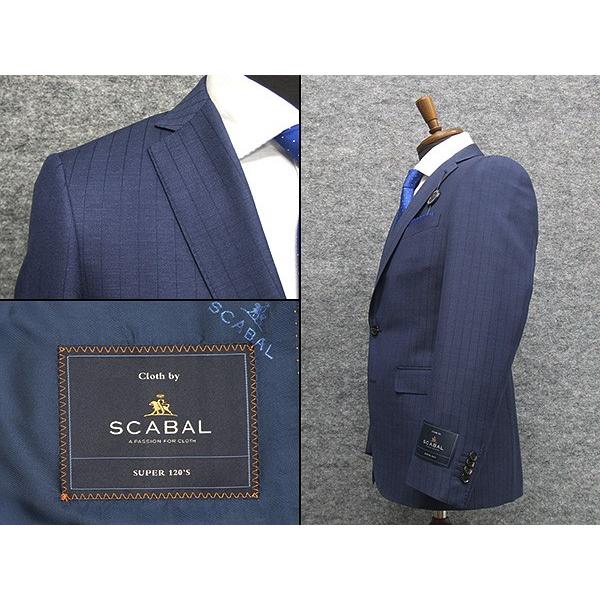 通年〜春夏物　[Scabal]スキャバル/Super120sオーダー生地使用　スタイリッシュ2釦シングルスーツ　鼠紺/ストライプ　日本製　[A体][AB体]　scb107の画像
