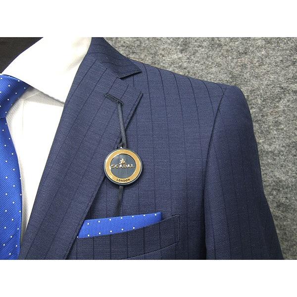 通年〜春夏物　[Scabal]スキャバル/Super120sオーダー生地使用　スタイリッシュ2釦シングルスーツ　鼠紺/ストライプ　日本製　[A体][AB体]　scb107の画像