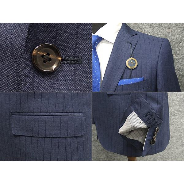 通年〜春夏物　[Scabal]スキャバル/Super120sオーダー生地使用　スタイリッシュ2釦シングルスーツ　鼠紺/ストライプ　日本製　[A体][AB体]　scb107の画像