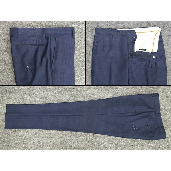 通年〜春夏物　[Scabal]スキャバル/Super120sオーダー生地使用　スタイリッシュ2釦シングルスーツ　鼠紺/ストライプ　日本製　[A体][AB体]　scb107の画像