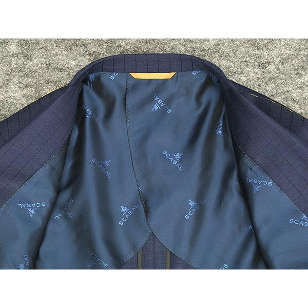 通年〜春夏物　[Scabal]スキャバル/Super120sオーダー生地使用　スタイリッシュ2釦シングルスーツ　鼠紺/ストライプ　日本製　[A体][AB体]　scb107の画像