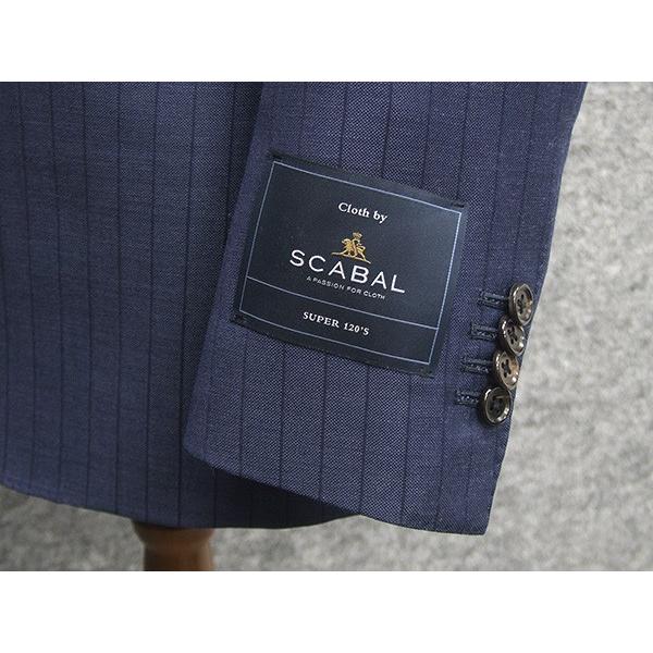 通年〜春夏物　[Scabal]スキャバル/Super120sオーダー生地使用　スタイリッシュ2釦シングルスーツ　鼠紺/ストライプ　日本製　[A体][AB体]　scb107の画像