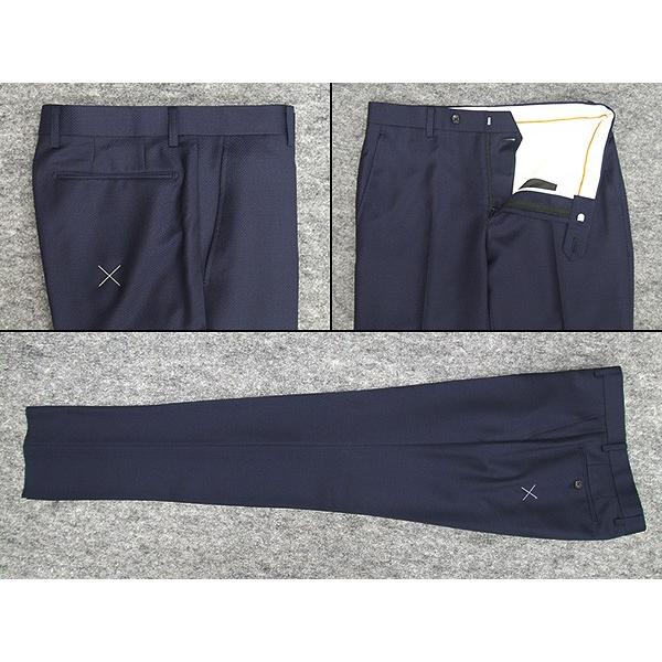 通年〜春夏物　[Scabal] スキャバル　Super120sオーダー生地使用　スタイリッシュ2釦シングルスーツ　紺縞　日本製　[A体][AB体] 通年〜春夏物 [Scabal]スキャバル/Super120sオーダー生地使用