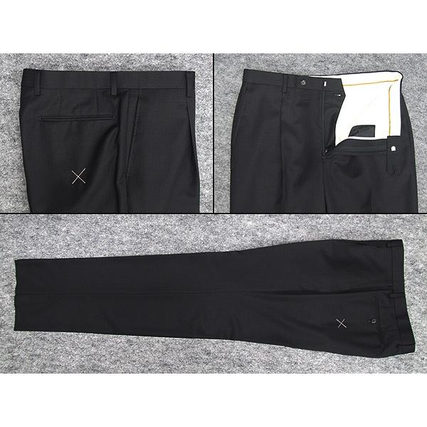 通年〜春夏物　[Scabal] スキャバル　Super140sオーダー生地使用　ベーシック2釦スーツ　黒/縞　日本製　[AB体][BB体]　ロゴ裏地　scb110の画像