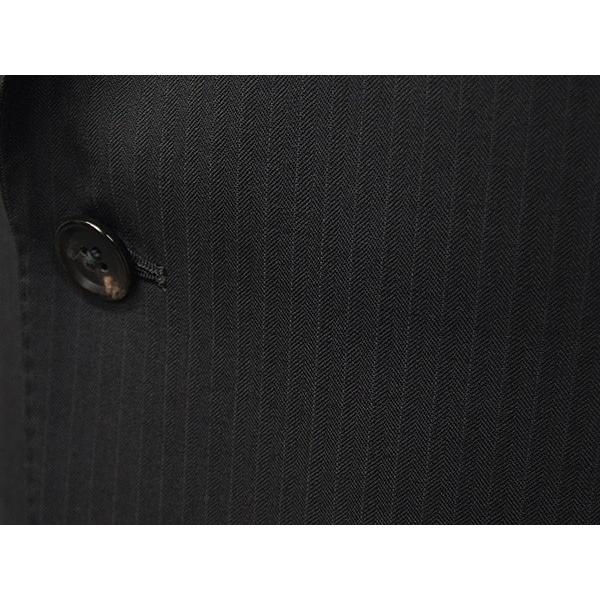通年〜春夏物　[Scabal] スキャバル　Super140sオーダー生地使用　ベーシック2釦スーツ　黒/縞　日本製　[AB体][BB体]　ロゴ裏地　scb110の画像