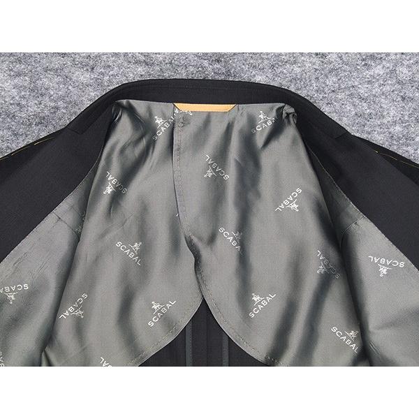 通年〜春夏物　[Scabal] スキャバル　Super140sオーダー生地使用　ベーシック2釦スーツ　黒/縞　日本製　[AB体][BB体]　ロゴ裏地　scb110の画像