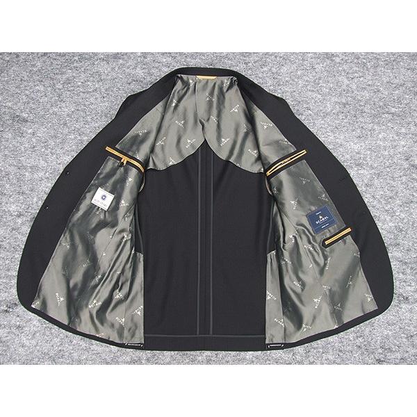 通年〜春夏物　[Scabal] スキャバル　Super140sオーダー生地使用　ベーシック2釦スーツ　黒/縞　日本製　[AB体][BB体]　ロゴ裏地　scb110の画像