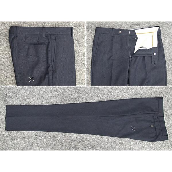 秋冬物　[Scabal] スキャバル　スタイリッシュ2釦シングルスーツ　紺/ダイヤチェック　日本製　ロゴ裏地　メンズスーツ　scb19の画像