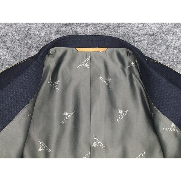 秋冬物　[Scabal] スキャバル　スタイリッシュ2釦シングルスーツ　紺/ダイヤチェック　日本製　ロゴ裏地　メンズスーツ　scb19の画像