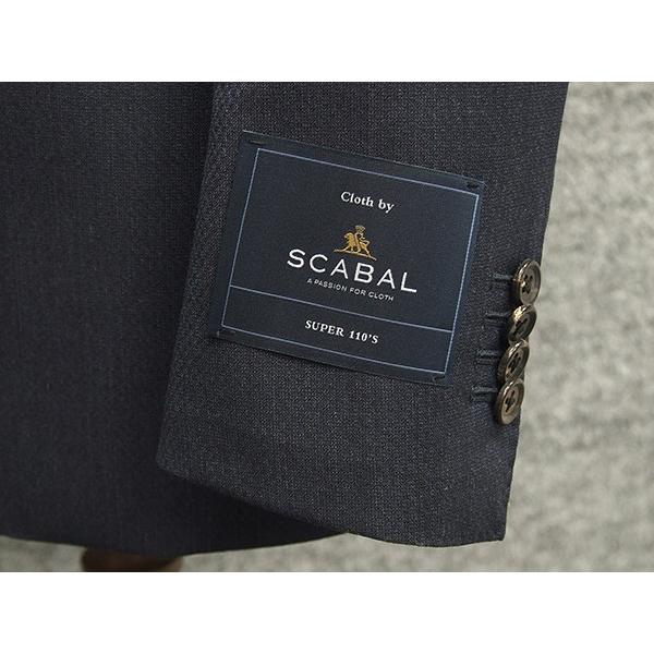 秋冬物　[Scabal] スキャバル　スタイリッシュ2釦シングルスーツ　紺/ダイヤチェック　日本製　ロゴ裏地　メンズスーツ　scb19の画像