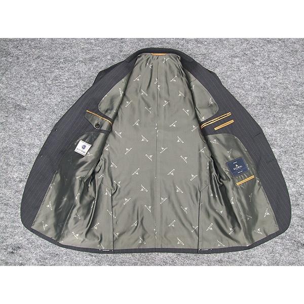 秋冬物　[Scabal] スキャバル　ベーシック2釦シングルスーツ　濃グレー系ストライプ　Super110sオーダー生地使用　日本製　[A体][AB体][BB体]　ロゴ裏地　scb22の画像