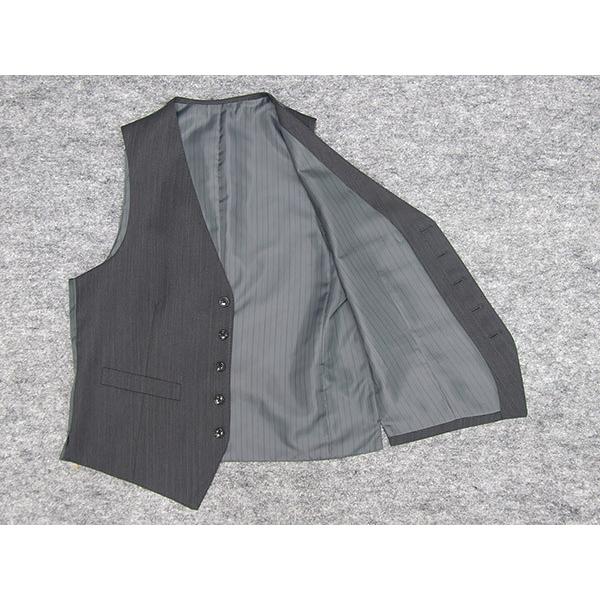 秋冬物 3ピース スタイリッシュ2釦シングルスーツ 濃グレーストライプ
