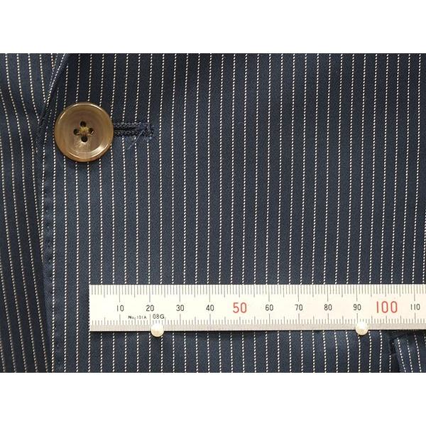 春夏物 3ピース スタイリッシュ2釦シングルスーツ 紺ストライプ [AB体
