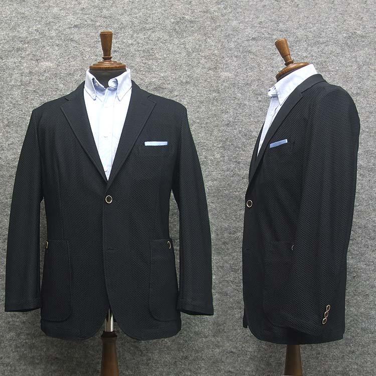 春夏物 ストレッチニットジャケット 紺/ハニカムメッシュ シングル2釦 SEJ95130-13 春夏物 ストレッチニットジャケット 紺/ハニカムメッシュ シングル2釦