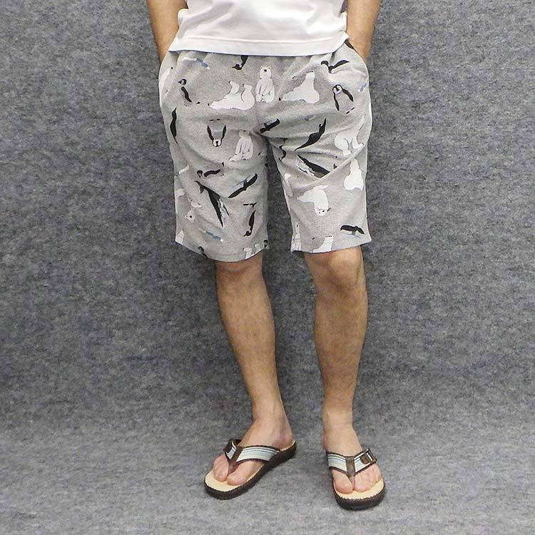 ハーフパンツ メンズ 杢グレー アニマル柄 動物柄 プリント ショートパンツ 膝丈 ルームウェア 部屋着 メール便送料無料 代引不可 St Gy St Gy 背広屋石k 通販 Yahoo ショッピング