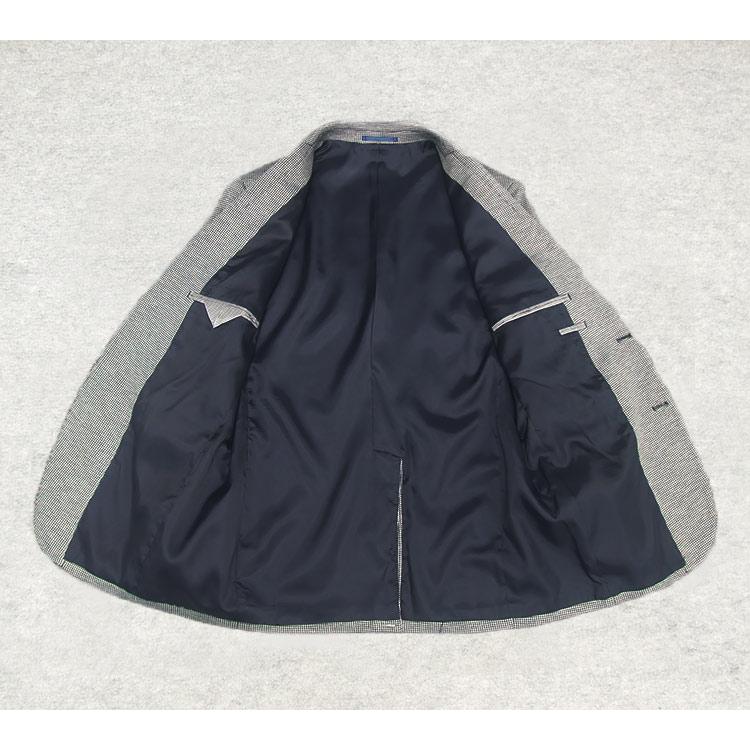 のびのびニット素材 セミスタイリッシュジャケット グレー×濃紺/千鳥格