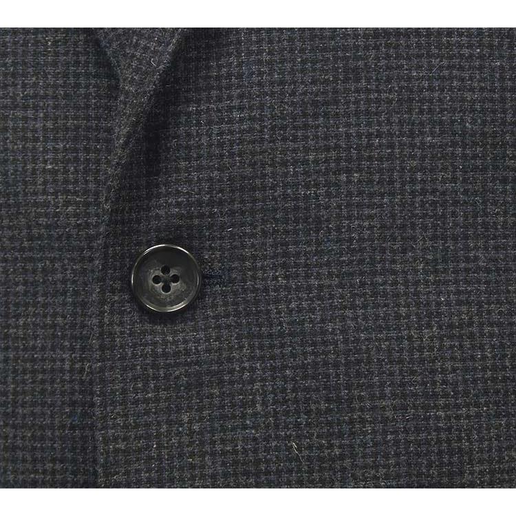 ウール混 セミスタイリッシュジャケット 灰みの濃紺/千鳥格子 シングル