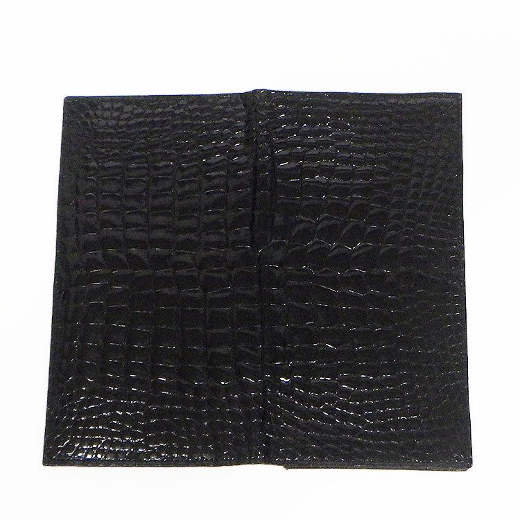 天然皮革　メンズ長財布　札入れ　無双仕立　ナイルクロコダイル革/センター１枚取り　黒／シャイニング仕上　WL10-BKの画像