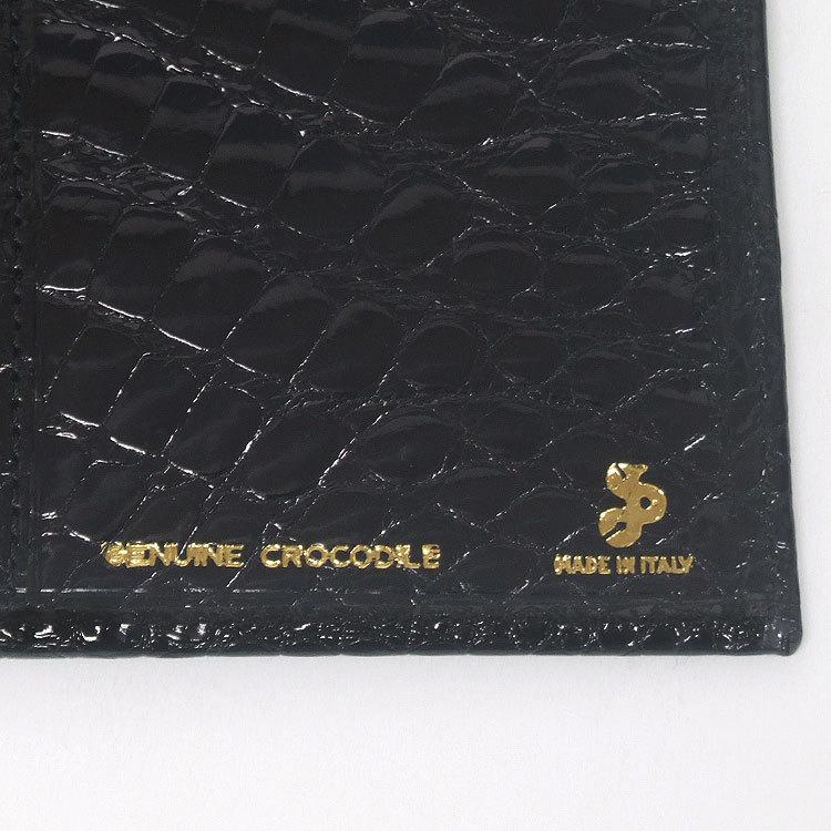 天然皮革　メンズ長財布　札入れ　無双仕立　ナイルクロコダイル革/センター１枚取り　黒／シャイニング仕上　WL10-BKの画像