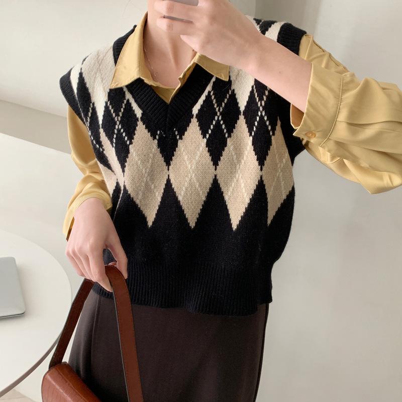 完売 Vネックニットベスト レディース ベストセーター 無地 ニットベスト オシャレ 韓国風 通勤 着痩せプルオーバーベスト プルオーバー サイズ F Www We Job Com