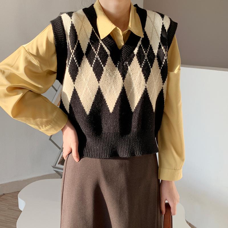 完売 Vネックニットベスト レディース ベストセーター 無地 ニットベスト オシャレ 韓国風 通勤 着痩せプルオーバーベスト プルオーバー サイズ F Www We Job Com