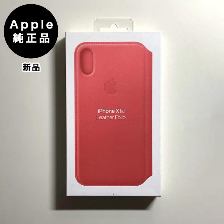 iPhone X Apple アップル 純正 / XS レザーフォリオ・ピオニーピンク