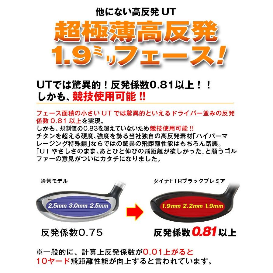 ゴルフ クラブ ユーティリティ ダイナFTRブラックプレミア 2本セット プレミア飛匠極シャフト仕様 41インチ 42インチ R SR S｜dyna-golf｜05