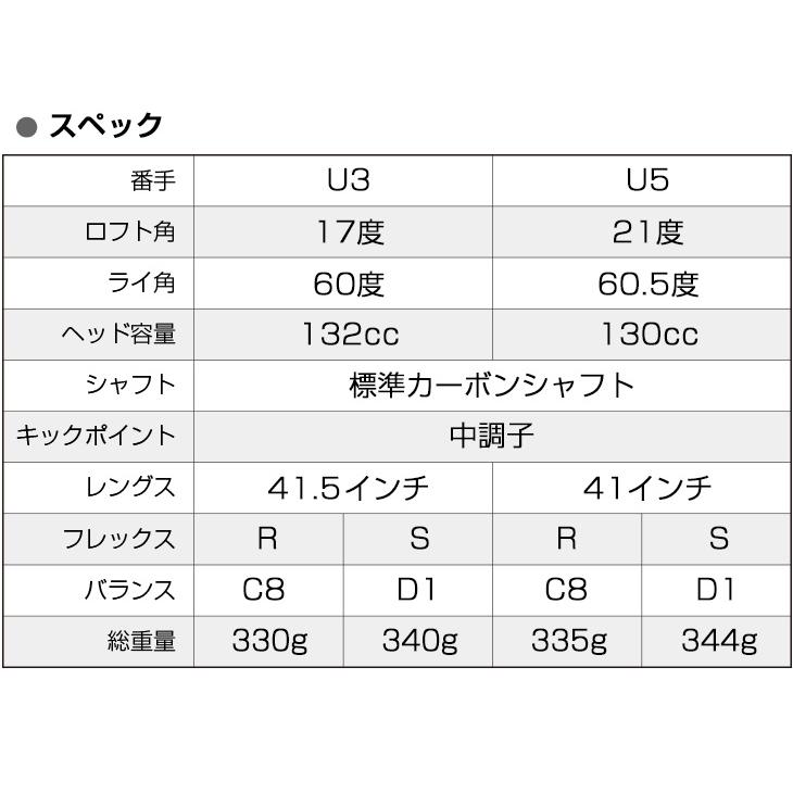 ゴルフ クラブ メンズ ユーティリティー 2本セット U3 U5 17度 21度 ワークスゴルフ マキシマックスUT 標準カーボンシャフト仕様 R S｜dyna-golf｜09