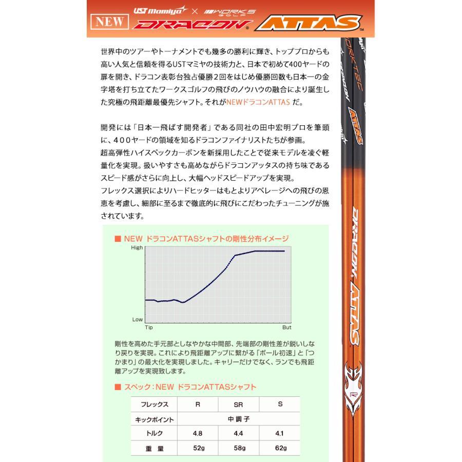 ゴルフ クラブ ドライバー メンズ 46インチ ルール適合 ハイパーブレードガンマ USTマミヤ ドラコンATTAS シャフト仕様 9.5度 10.5度 R SR S X｜dyna-golf｜12