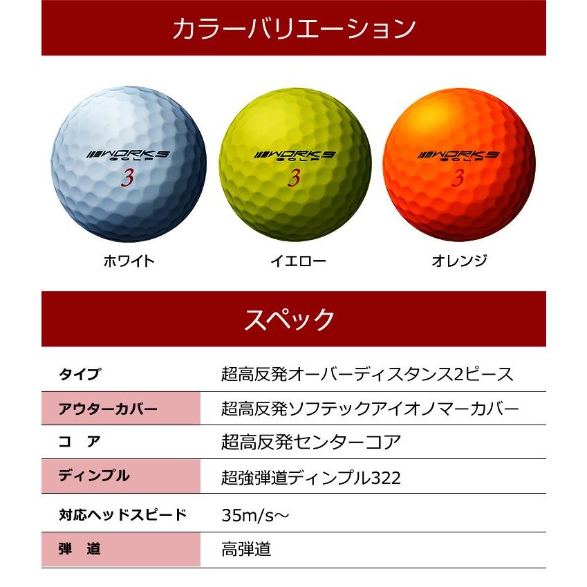ワークスゴルフ ゴルフボール 3ダースセット 高反発球 飛匠レッド