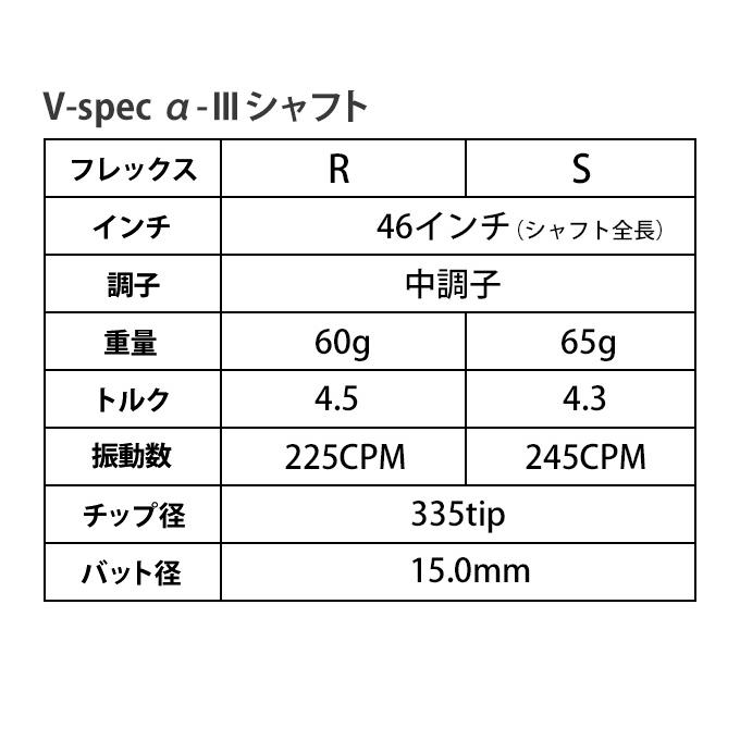 ゴルフ シャフトのみ ドライバー用 ウッド用 V-spec α-3 シャフト 単体 中調子 全長46インチ インチ選択可能 リシャフト カスタム FW ユーティリティ｜dyna-golf｜08