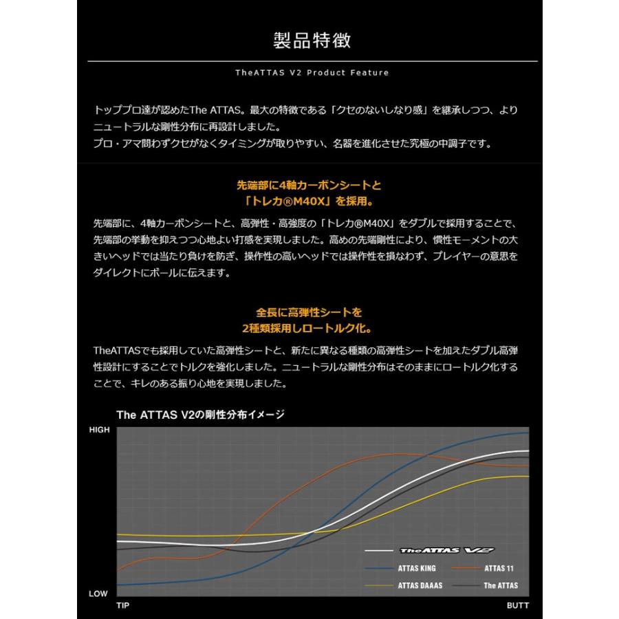 ゴルフ パーツ シャフト スリーブ付き ジ アッタスV2 USTマミヤ ドライバー フェアウェイウッド 46インチ 45インチ 44インチ 43インチ 42インチ 41インチ｜dyna-golf｜03