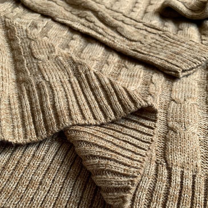 ニット セーター メンズ タートルネック タイト ケーブル編み ベージュ