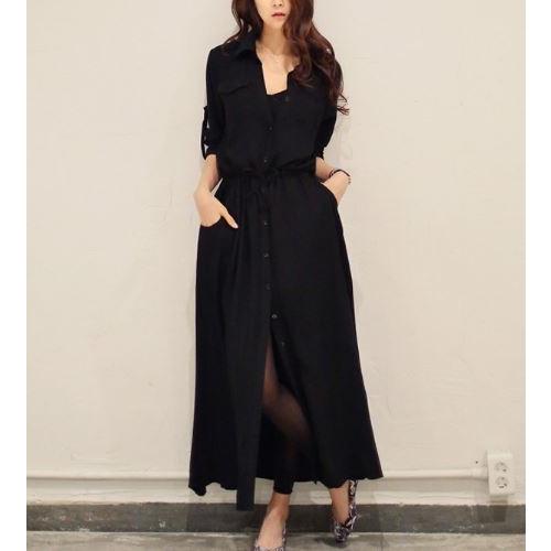 シャツワンピ マキシ丈ワンピース マキシワンピ セクシー ドレスワンピ