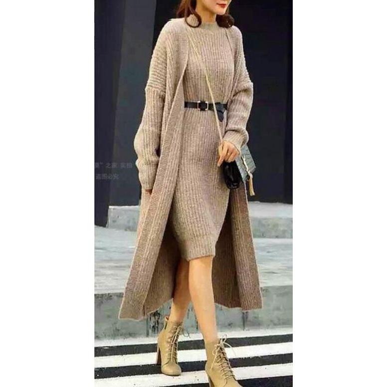 ニット ワンピース カーディガン ロング グレー 膝丈 2点 2164b ワンピース ドレスのtipstyle 通販 Yahoo ショッピング
