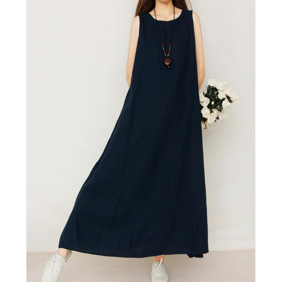 リネン ワンピース マキシ丈 ノースリーブ ピンク 黒 白 3164b ワンピース ドレスのtipstyle 通販 Yahoo ショッピング