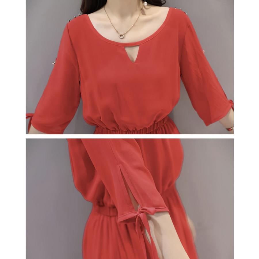 マキシ丈ワンピース レッド グリーン 黒 シフォン 上品 3364b ワンピース ドレスのtipstyle 通販 Yahoo ショッピング