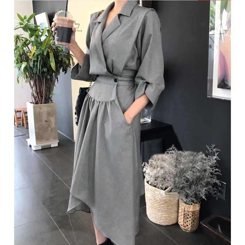 おしゃれ ワンピース ロング 黒 グレー 膝丈 お出かけ 3463b ワンピース ドレスのtipstyle 通販 Yahoo ショッピング