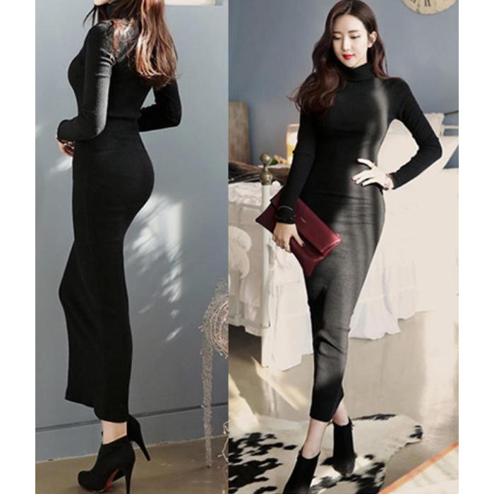 ニット ワンピース タイト 黒 ボトルネック マキシ丈 大人 A3299 ワンピース ドレスのtipstyle 通販 Yahoo ショッピング