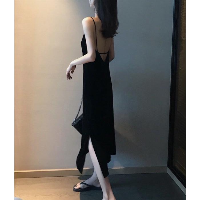 セクシーワンピース ロング 黒 ブラック キャミワンピ 紐 B4037 ワンピース ドレスのtipstyle 通販 Yahoo ショッピング