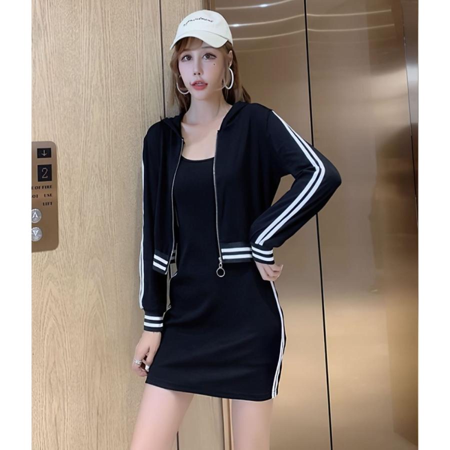 ジャージ キャミワンピ 上下 黒 赤 紐ワンピース ミニ丈 C5045 ワンピース ドレスのtipstyle 通販 Yahoo ショッピング