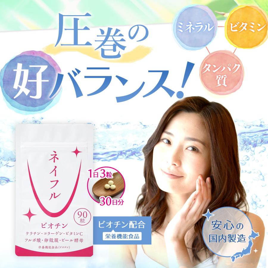 ビオチン サプリ/ケラチン/卵殻膜(ヒアルロン酸含)/フルボ酸(ケイ素含