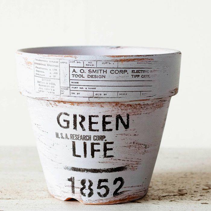 鉢 植木鉢 おしゃれ 鉢カバー アンティーク JUNKな擦れ感・ペイント