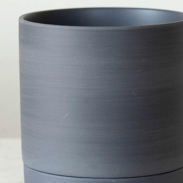鉢 植木鉢 鉢カバー セラミック 受皿一体型シリンダー陶器鉢L（19cm