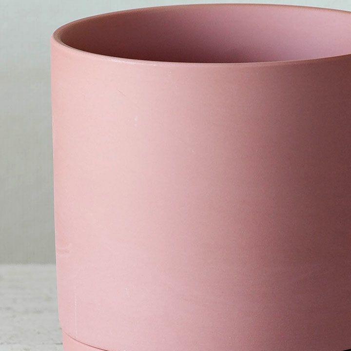 鉢 植木鉢 鉢カバー セラミック 受皿一体型シリンダー陶器鉢L（19cm