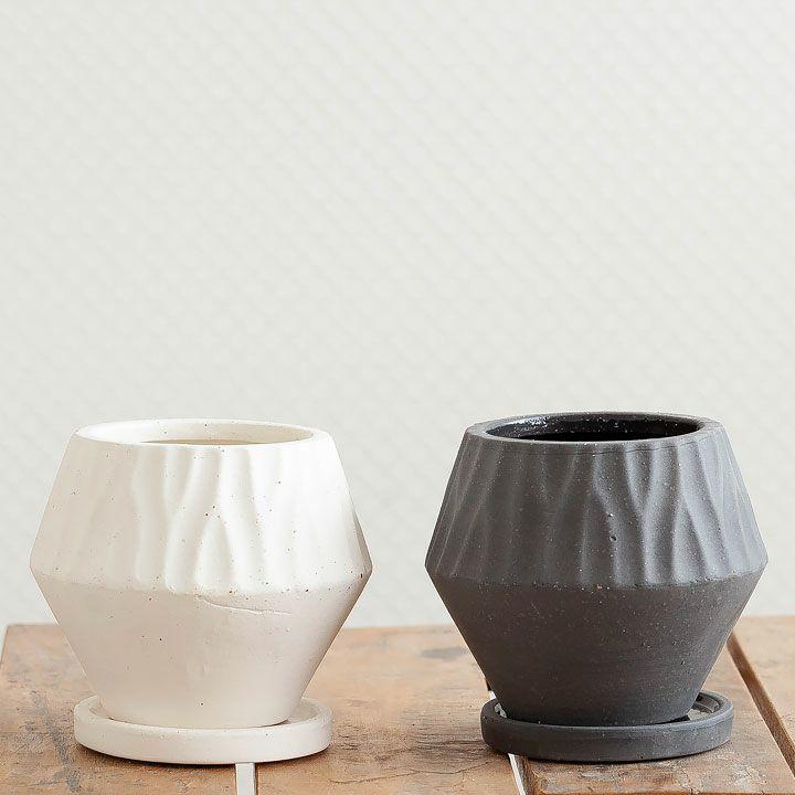 鉢 植木鉢 おしゃれ 室内 珍しいカタチ 菱形 石の質感陶器鉢（12cm