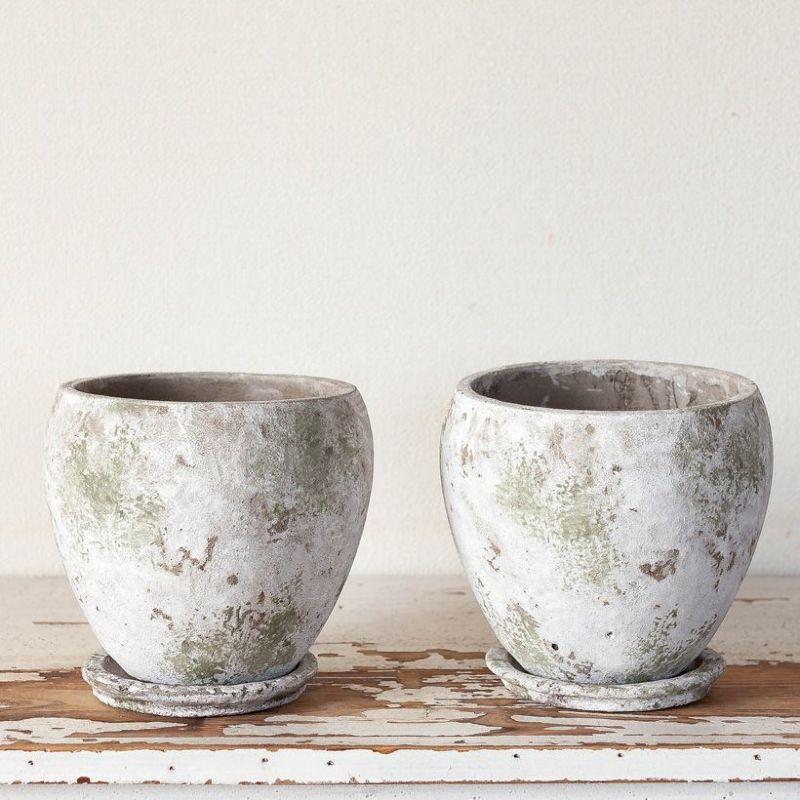 鉢 植木鉢 セメント おしゃれ 丸みが可愛いアンティーク風セメントPOT