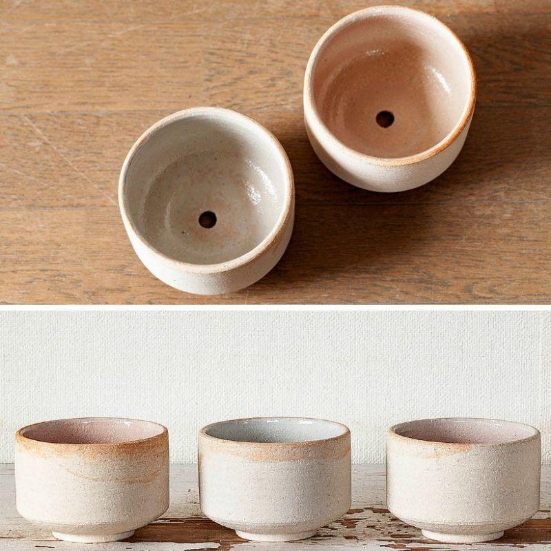 鉢 植木鉢 陶器 おしゃれ モダン 国産 お椀みたい 浅型 素焼き （Made