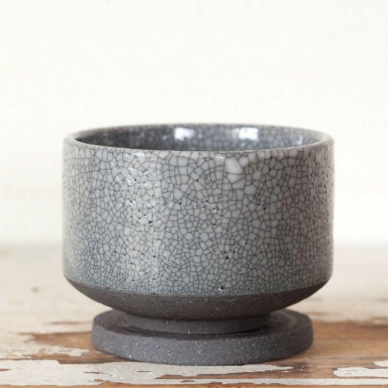 鉢 植木鉢 陶器 モダン 国産・お椀みたいな浅型陶器鉢（渋くて