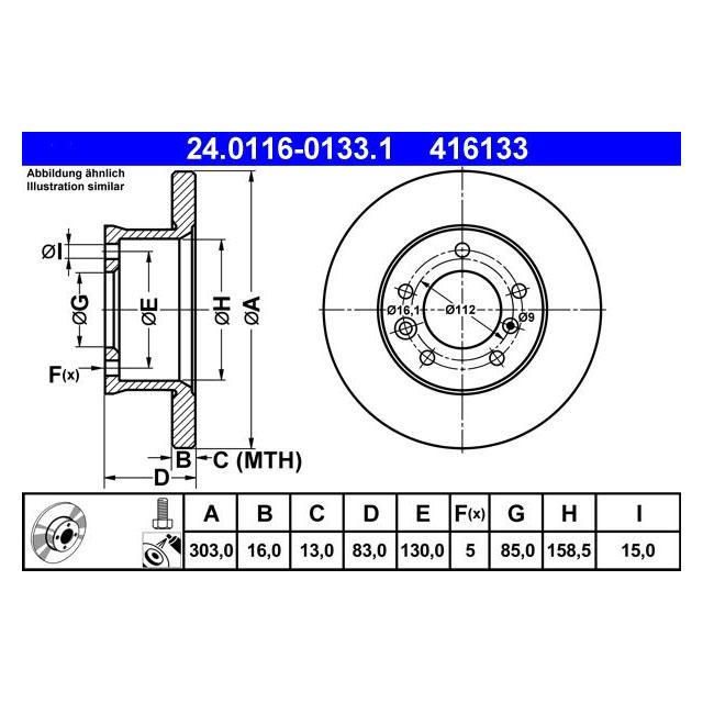 【ブレーキ】ディスクローター・フロント2枚セット/ATE製　メルセデスベンツ/BENZ・W460・W461・W463｜e-a-parts｜03